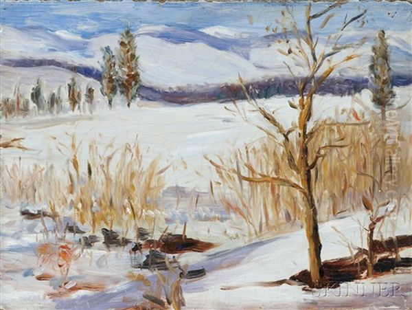 Winter Thaw Oil Painting by Grant Wood