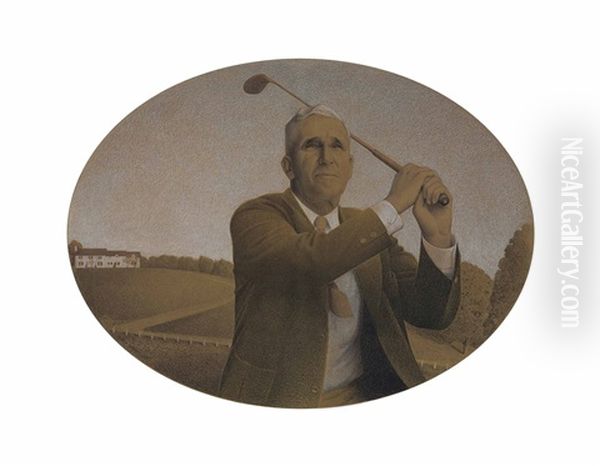 Study For The American Golfer Oil Painting by Grant Wood