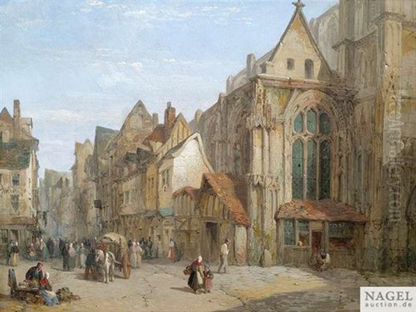 Blick In Die Altstadt Und Auf Einen Teil Der Kirche St. Etienne In Rouen Oil Painting by Lewis John Wood