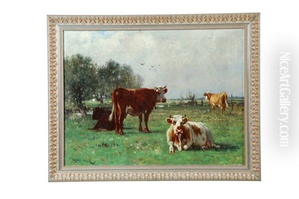 Landscape With Cows Oil Painting by Ogden Wood