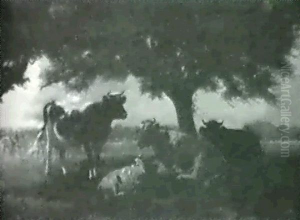 Cattle Resting. Oil Painting by Ogden Wood