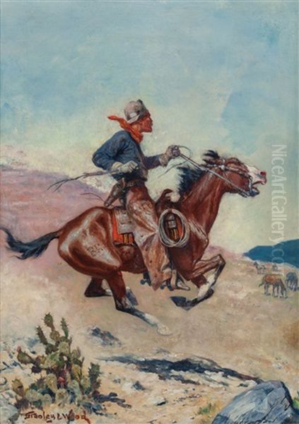 Pony Express Rider Oil Painting by Stanley L. Wood