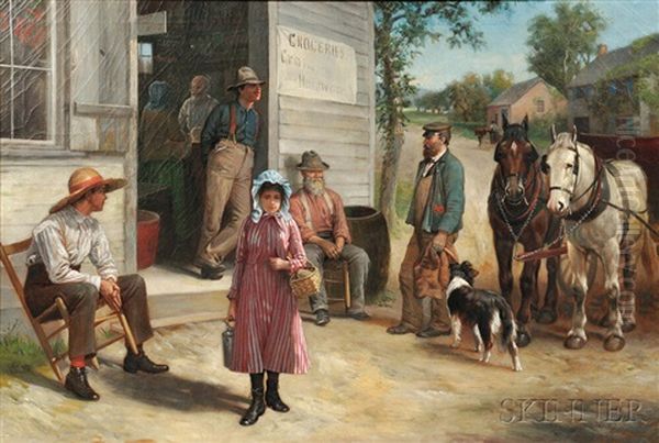 Outside The General Store Oil Painting by Thomas Waterman Wood