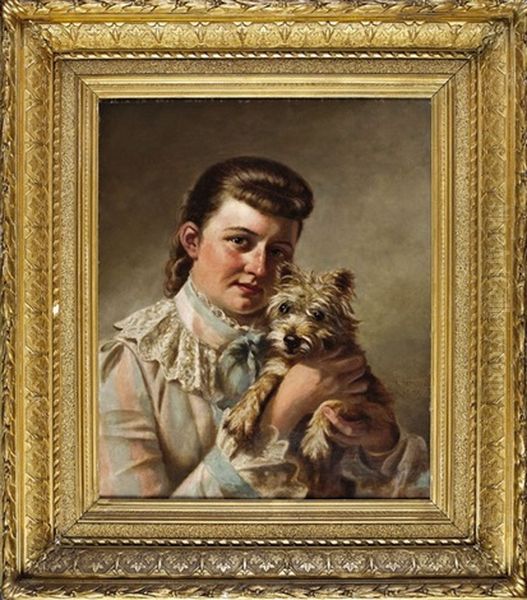 Young Woman And Her Terrier Oil Painting by Thomas Waterman Wood