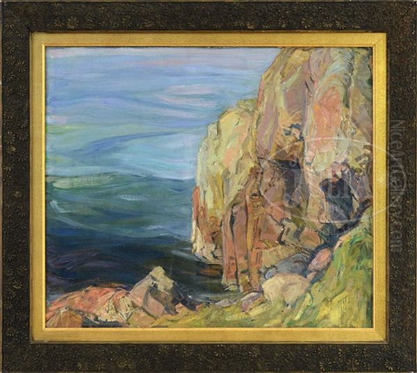 Dog Head Rock Ogunquit Oil Painting by Charles Herbert Woodbury