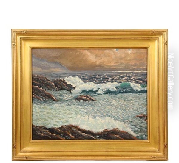 Breakers Oil Painting by Charles Herbert Woodbury