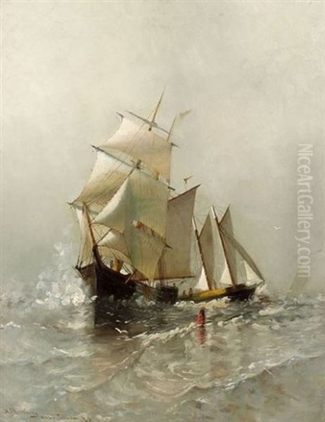 At Sea (after Marshall Johnson) Oil Painting by Marcia Oakes Woodbury