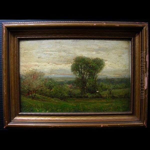 Landscape Study With Old Rail Fence Oil Painting by Percy Franklin Woodcock