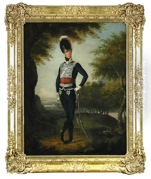 Portrait Of An Officer Of The 10th (prince Of Wales's) Light Dragoons Oil Painting by Samuel Woodford