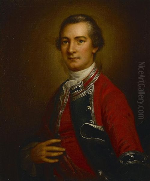 A Half-length Portrait Of A Military Officer Oil Painting by Samuel Woodford