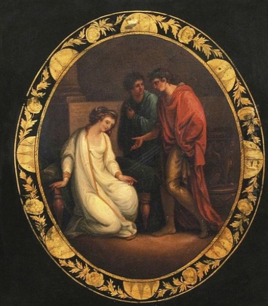 Cleopatra Throwing Herself At The Feet Of Augustus, After The Death Of Marc-antony (after A Painting From Angelika Kaufmann) Oil Painting by Samuel Woodford