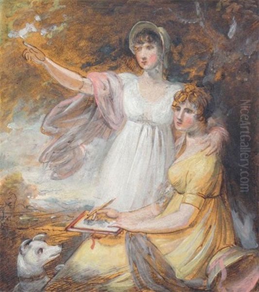 Portrait Of The Anne Sarah And Mary Robard Oil Painting by Samuel Woodford