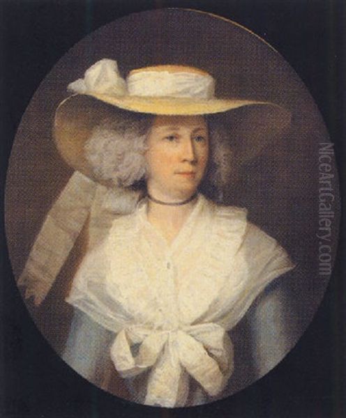 Portrait Of A Lady (mrs. Priscilla Wyatt Of Milton Place, Egham, Surrey?) Oil Painting by Samuel Woodford