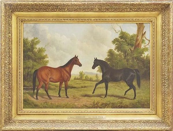 Stallion Gondolier Mare Alice Drew Oil Painting by Frederick Woodhouse Sr.