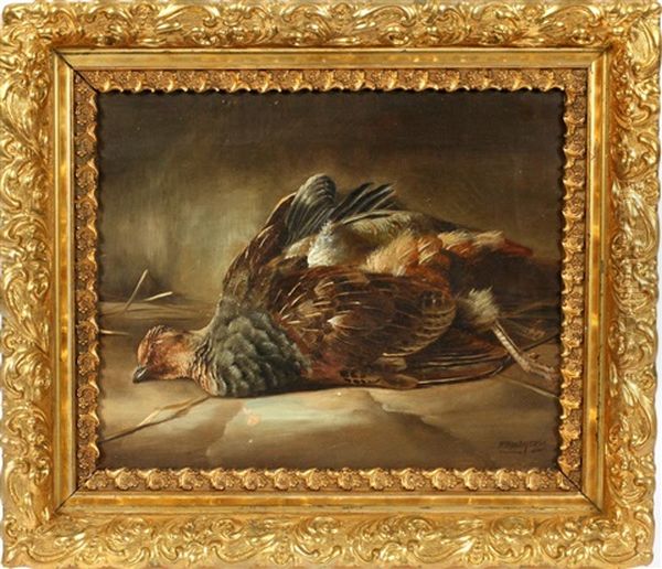 Quail Trophy Oil Painting by William Woodhouse