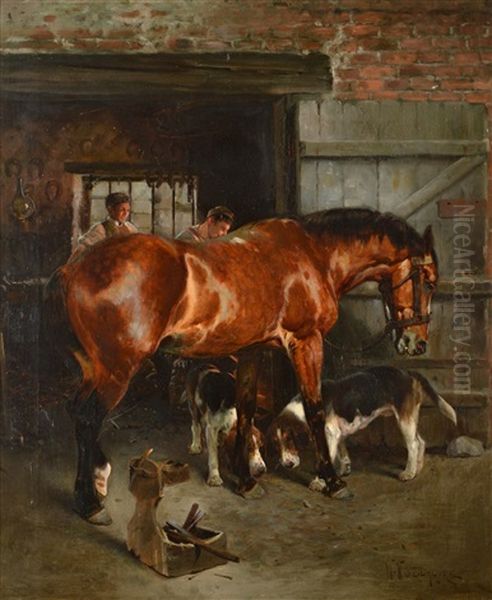 At The Forge Oil Painting by William Woodhouse