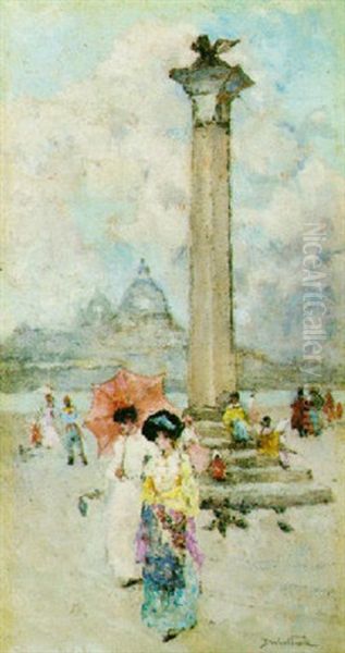 The Lion Pillar Of St. Mark's, Venice Oil Painting by David Woodlock