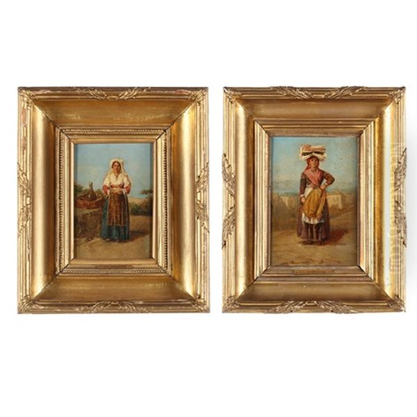 Two Figural Studies Oil Painting by Henry Woods