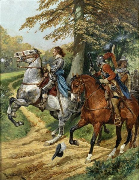 An Ambush After The Battle Of Naseby Oil Painting by Richard Caton Woodville Jr.