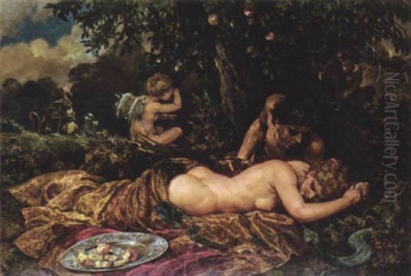 The Garden Of Eden Oil Painting by Richard Caton Woodville Jr.