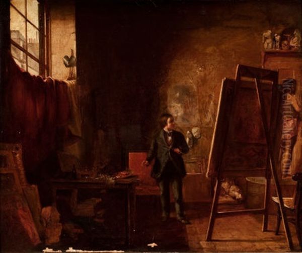 The Artist's Studio Oil Painting by Richard Caton Woodville Sr.