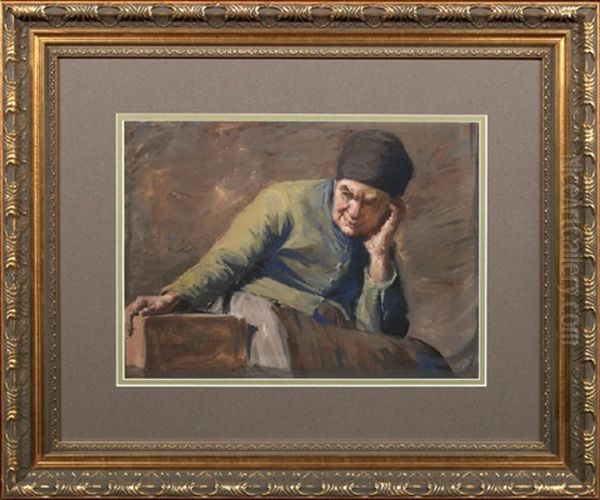 Portrait Of An Elderly Woman Oil Painting by Ellsworth Woodward