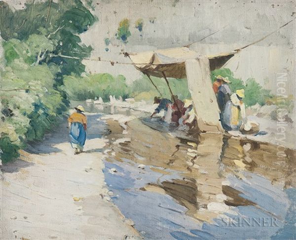 Wash Day, Italy Oil Painting by Mabel May Woodward