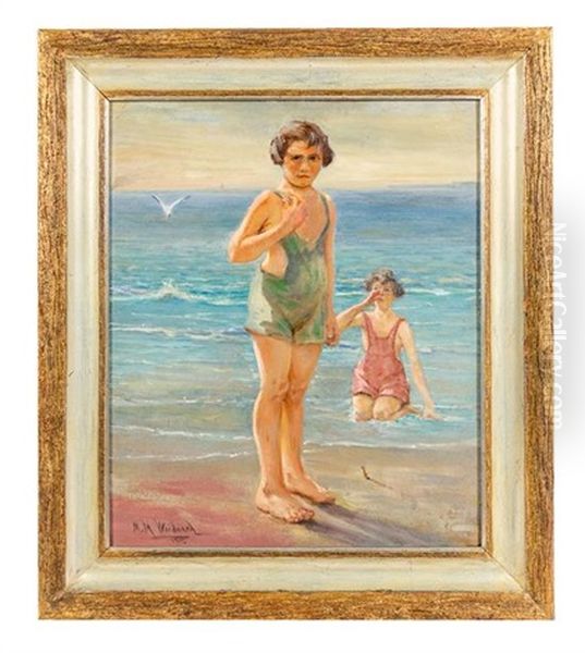 Young Women Swimming Oil Painting by Mabel May Woodward