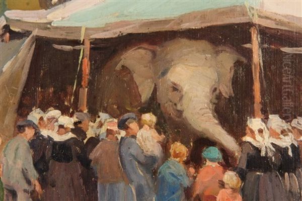 Circus Day, Concarneau, Brittany Oil Painting by Mabel May Woodward