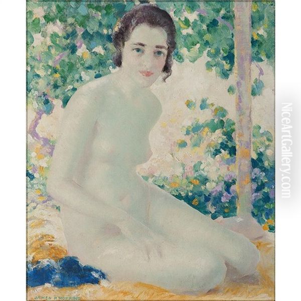 Seated Nude Oil Painting by Joseph (or James) R. Woodwell