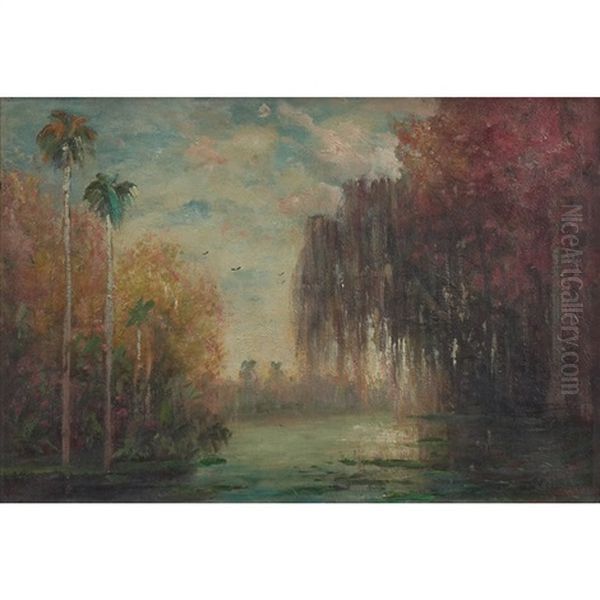 Blue Spring, St. John's River, Florida Oil Painting by Joseph (or James) R. Woodwell