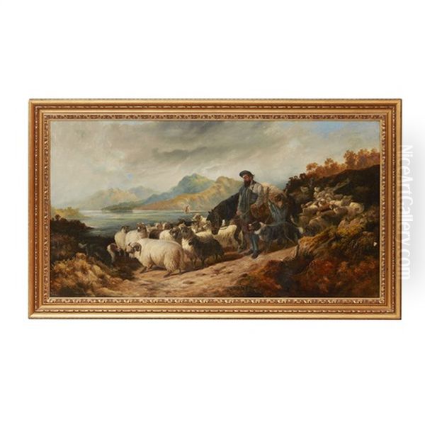 On The Drove Road Oil Painting by Henry Charles Woollett