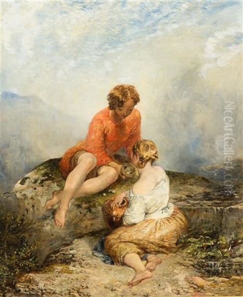 On The Moors Oil Painting by Alfred Joseph Woolmer