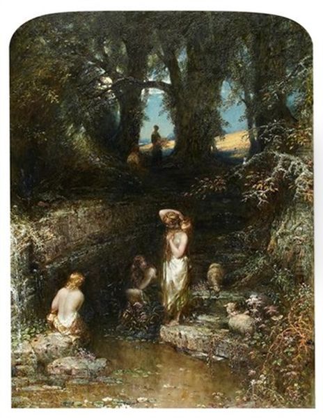 The Rock Pool Oil Painting by Alfred Joseph Woolmer