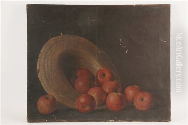 Still Life Of A Basket Of Apples Oil Painting by Austin C. Wooster