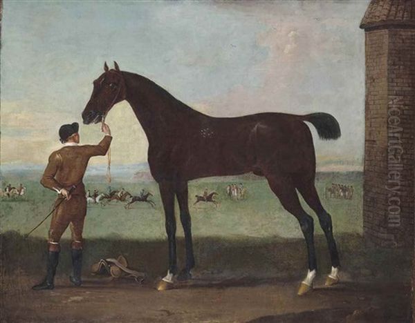 Hobgoblin, A Bay Racehorse, On Newmarket Heath Oil Painting by John Wootton