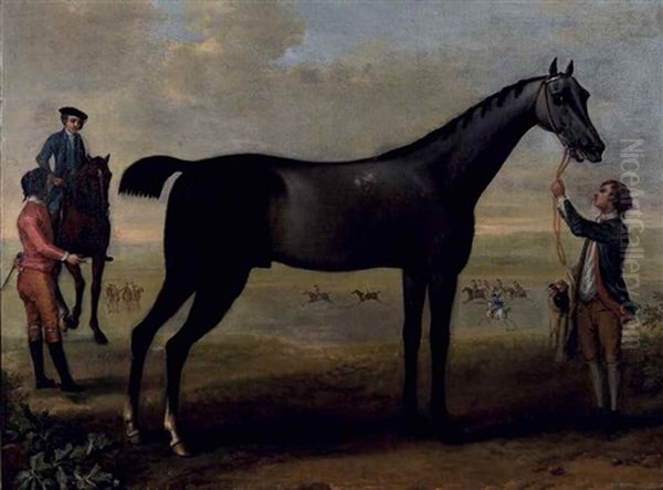 Childers Tenu Par Son Lad Dans Un Paysage, Un Cheval, Son Cavalier Et Un Jockey A Leurs Cotes Oil Painting by John Wootton