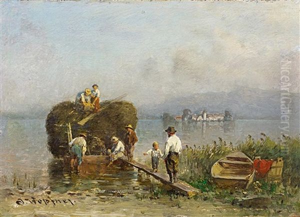 Chiemseelandschaft Oil Painting by Joseph Wopfner