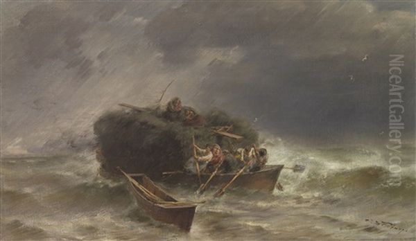 Heuschiff Im Sturm Oil Painting by Joseph Wopfner