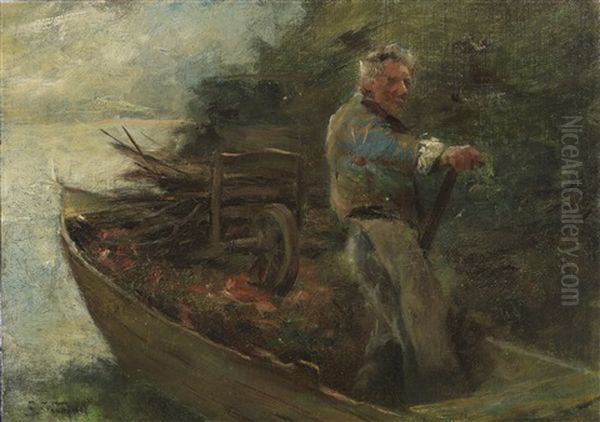 Alter Mann Im Boot Oil Painting by Joseph Wopfner