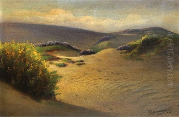 Sand Dunes And Wildflowers Oil Painting by Willard E. Worden