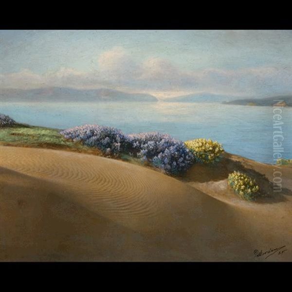 San Francisco Coastal Scene Oil Painting by Willard E. Worden