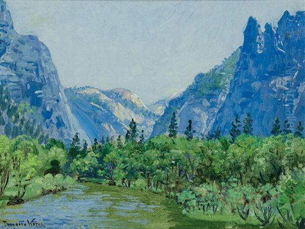 Yosemite Valley Oil Painting by Theodore Wores