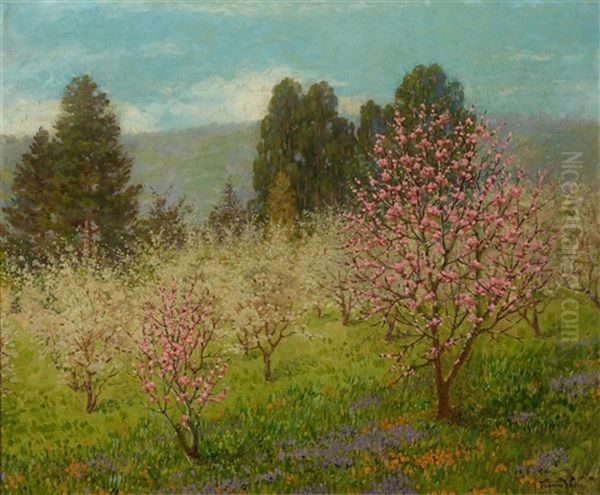 Blossom Time In Saratoga, California Oil Painting by Theodore Wores