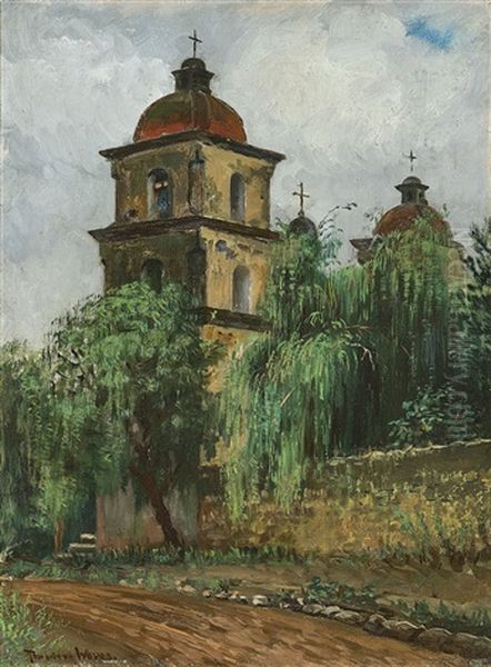 Mission Church In Santa Barbara, California Oil Painting by Theodore Wores