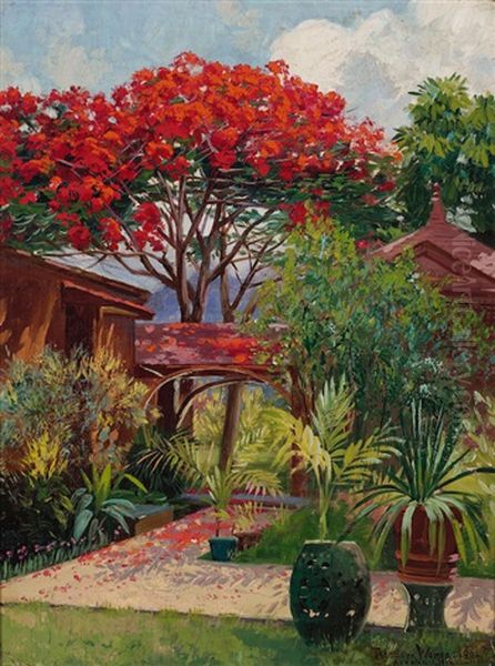 Honolulu Garden (the Gardens Of Ainahau, Waikiki) Oil Painting by Theodore Wores