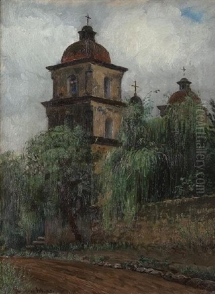 Old Mission Church Oil Painting by Theodore Wores