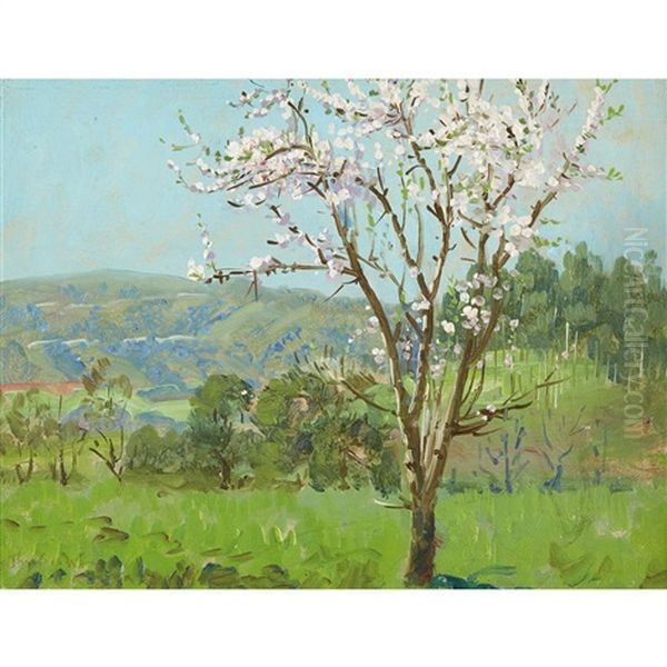 A Harbinger Of Spring, Almond Blossoms Oil Painting by Theodore Wores