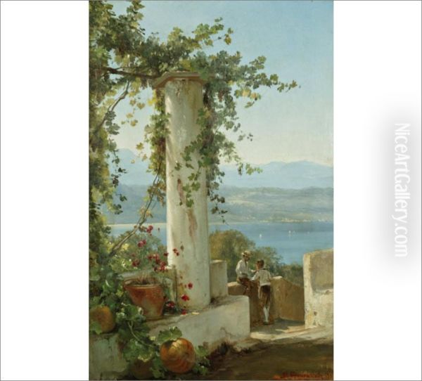 Summer In Italy Oil Painting by Fjodor Andrejevitj Bronnikov