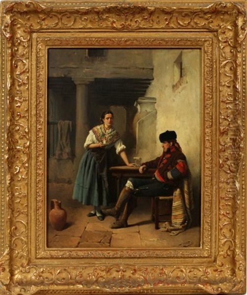 Man & Woman At Table by Jules Worms